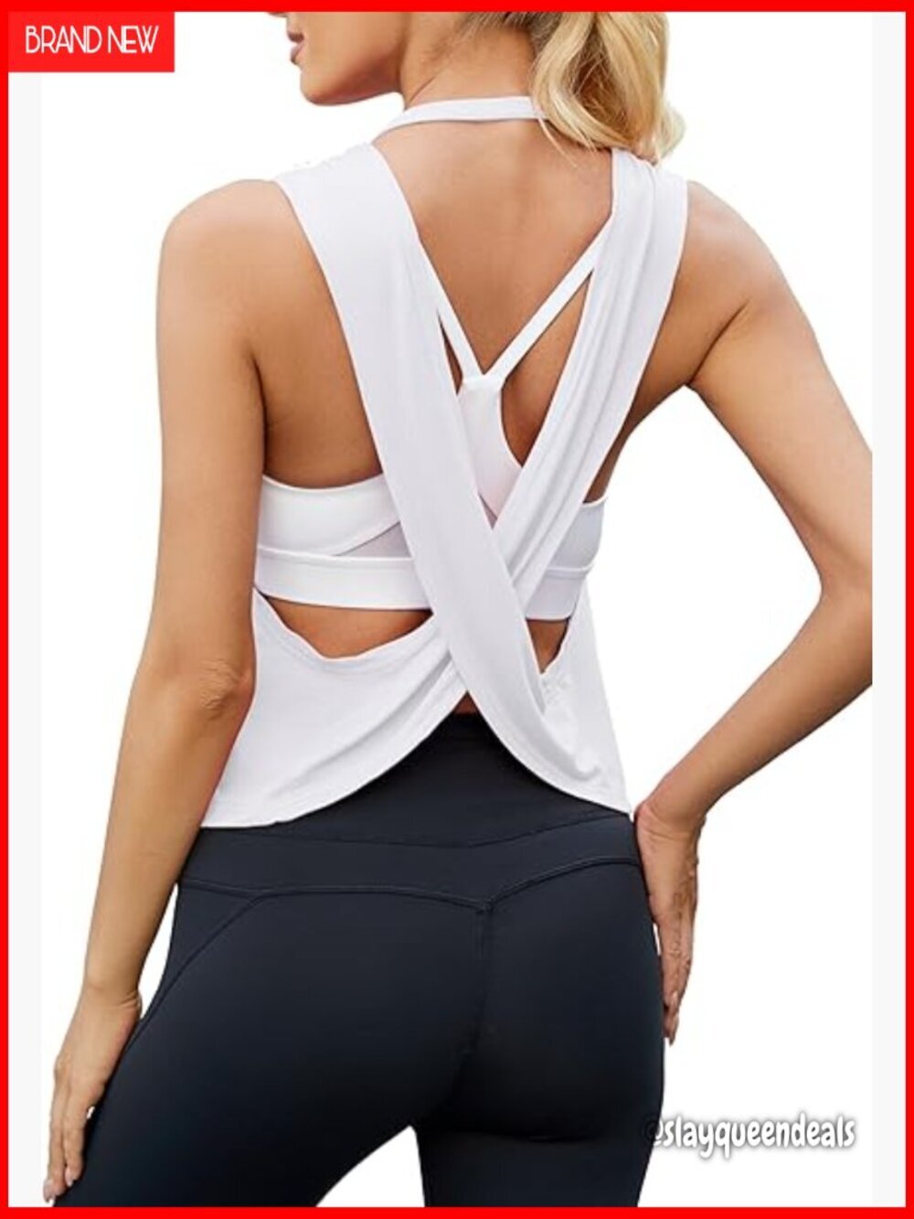 Open Back Cropped Athletic Tank Top Modal Spandex Workout Yoga Gym